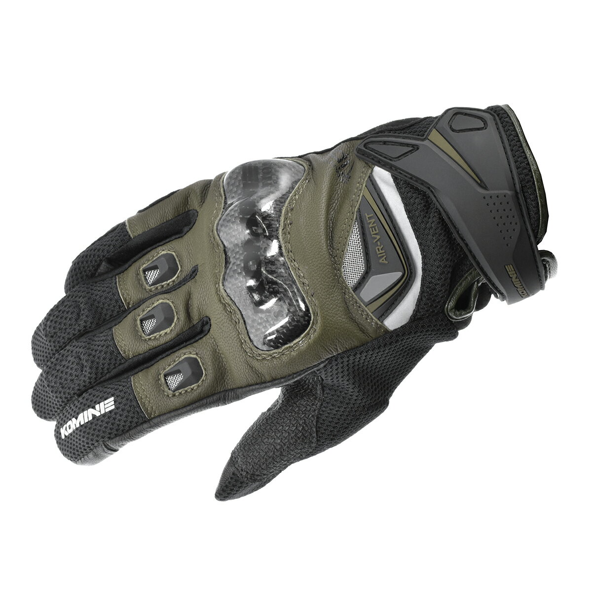 コミネ KOMINE バイク用 グローブ Gloves GK-224 カーボンプロテクトレザーメッシュグローブ オリーブ Lサイズ 06-224/OL/L