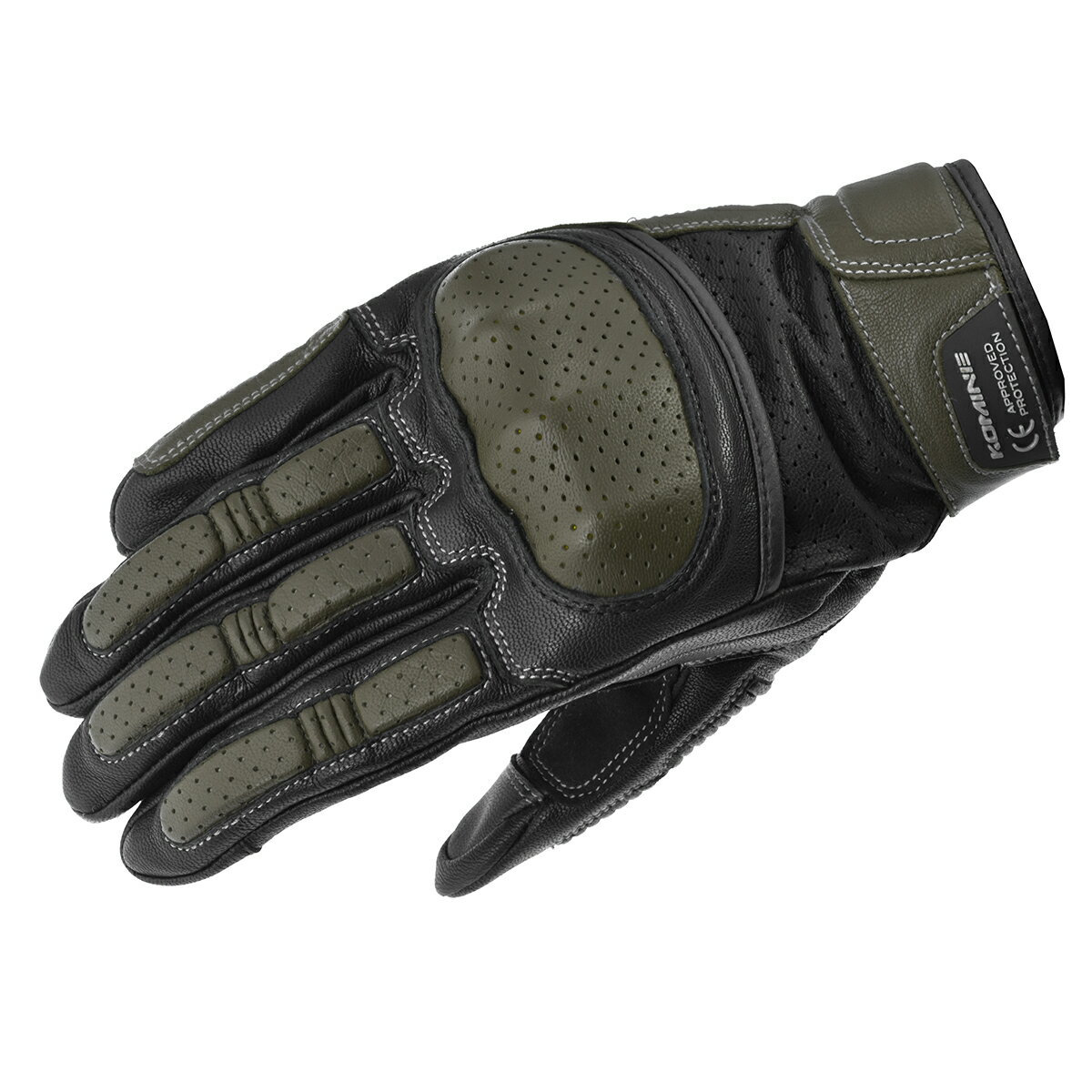 【20日限定！最大ポイント3倍！クーポン配布！】※要エントリー コミネ KOMINE バイク用 グローブ Gloves GK-217 CEプロテクトレザーグローブ オリーブ Lサイズ 06-217/OL/L