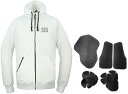 【25日限定!クーポン配布!】 ROUGH&ROAD (ラフ&ロード) バイク用 スリーシーズンジャケット RR1003AP ラフライドZIPパーカーエアスルーパッドセット ホワイト Sサイズ RR1003APWH1