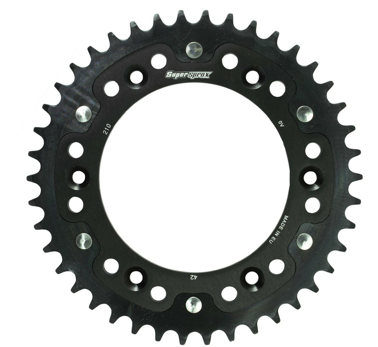 スーパースプロックス(Supersprox) バイク用 ドリブン スプロケット リア ステルス(STEALTH) アルミ&スチール 42T ブラック RST-210:42-BLK CRM250AR 97-99