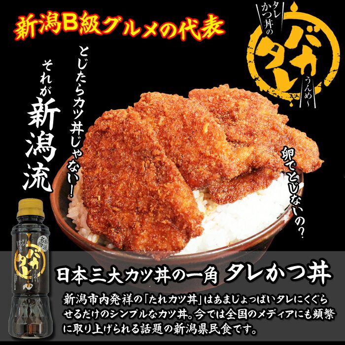 [スーパーセール期間中10%OFF]新潟タレカツ丼のたれ　バカタレ　3本セット【送料無料】【カツ丼】【お取り寄せ】【新潟B級グルメ/お取り寄せグルメ/ご当地グルメ/たれかつ/かつ丼/カツ丼/かつどん】【秘密のケンミンショ—で紹介】【醤油】【土産】