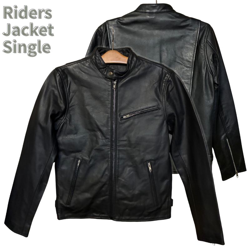 バッファローレザー ライダースジャケット 水牛革 ｜ブラック｜シングル ライダースジャケット