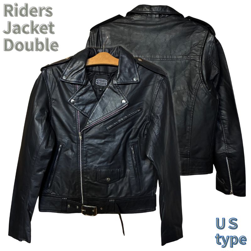 バッファローレザー ライダースジャケット 水牛革 ｜ブラック｜USタイプ｜ダブル ライダースジャケット