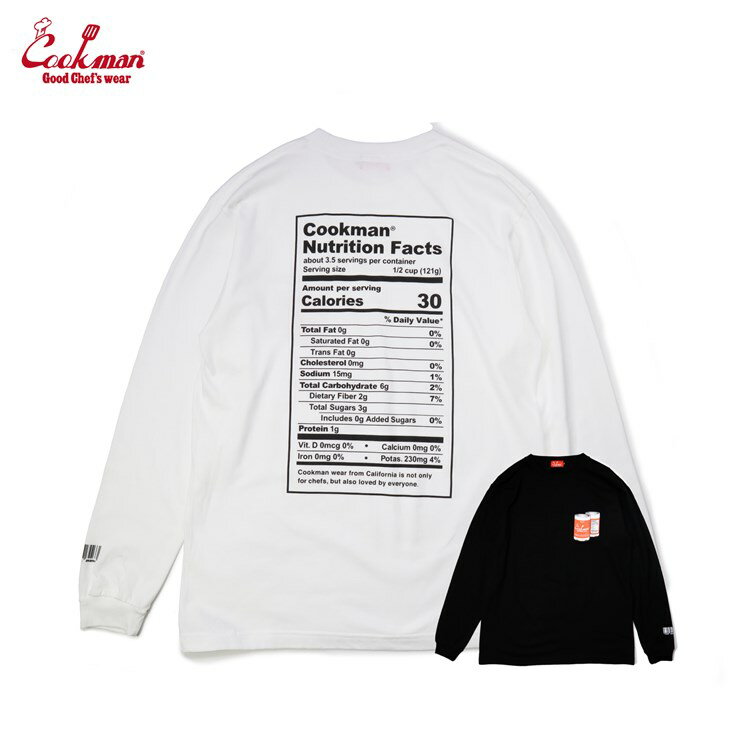 COOKMAN/クックマン ロングスリーブ Tシャツ Nutrition Facts 2カラー │ ホワイト or ブラック │ ロンT 長袖 長袖Tシャツ（ユニセックス）