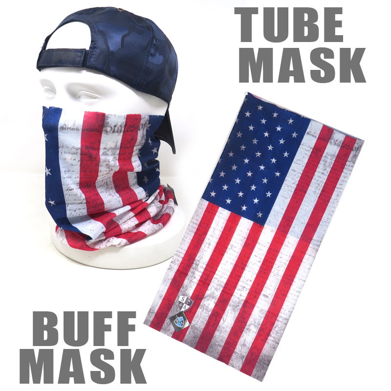 【メール便送料無料】ストレッチ素材チューブマスク『USA』BUFF-US バフマスク　BUFF MASK バイク・アウトドア・ジョギング・日焼け・花粉対策