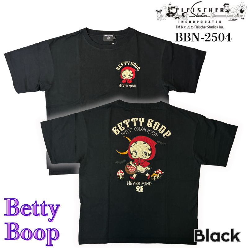 Rakuten - BETTY BOOP ベティーブープ 半袖 Tシャツ ｜刺繍 赤ずきん｜コットン｜カラー：ブラック｜（BBN-2504）