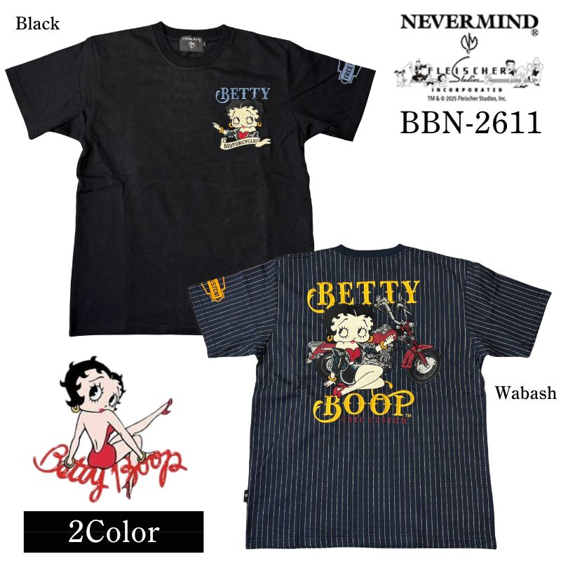 Rakuten - BETTY BOOP × NEVERMIND　ベティブープ　ネバーマインド　刺繍　天竺　半袖Tシャツ　ユニセックス　ベティちゃん　｜2カラー｜　( BBN-2611 )