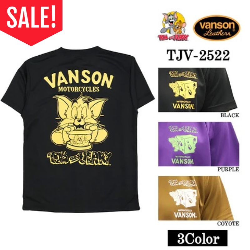 樂天商城 - 【セール！30％オフ！】VANSON × TOM&JERRY　バンソン　トムジェリ　コラボ　ドライTシャツ　吸水速乾　UVカット（TJV-2522）