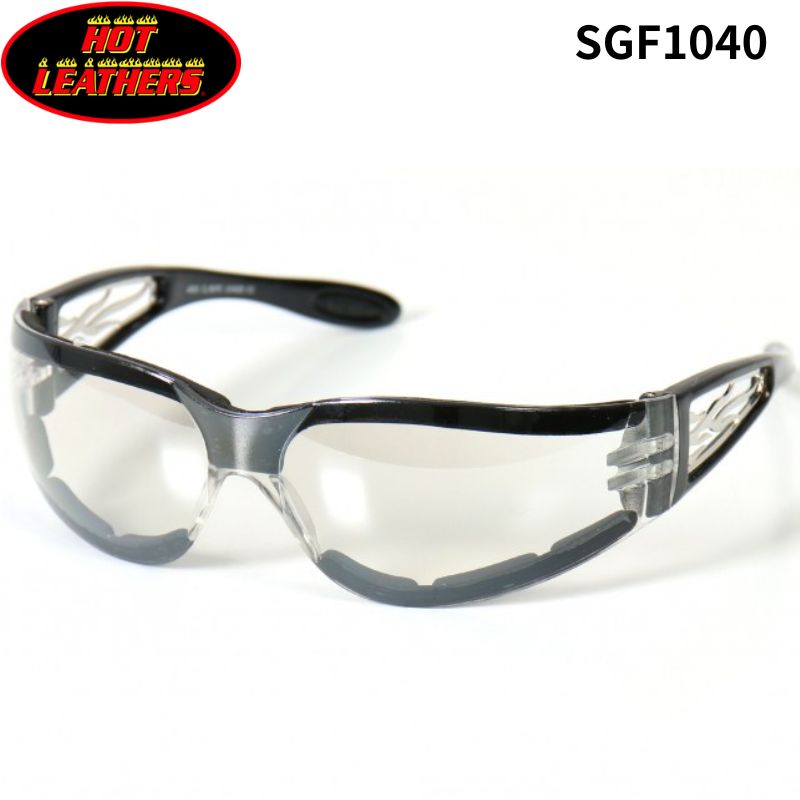 Street Goggles - HOT LEATHERS　フォームパッド付ライディングサングラス　メタルフレーム　クリアレンズ　UVカット（SGF1040）