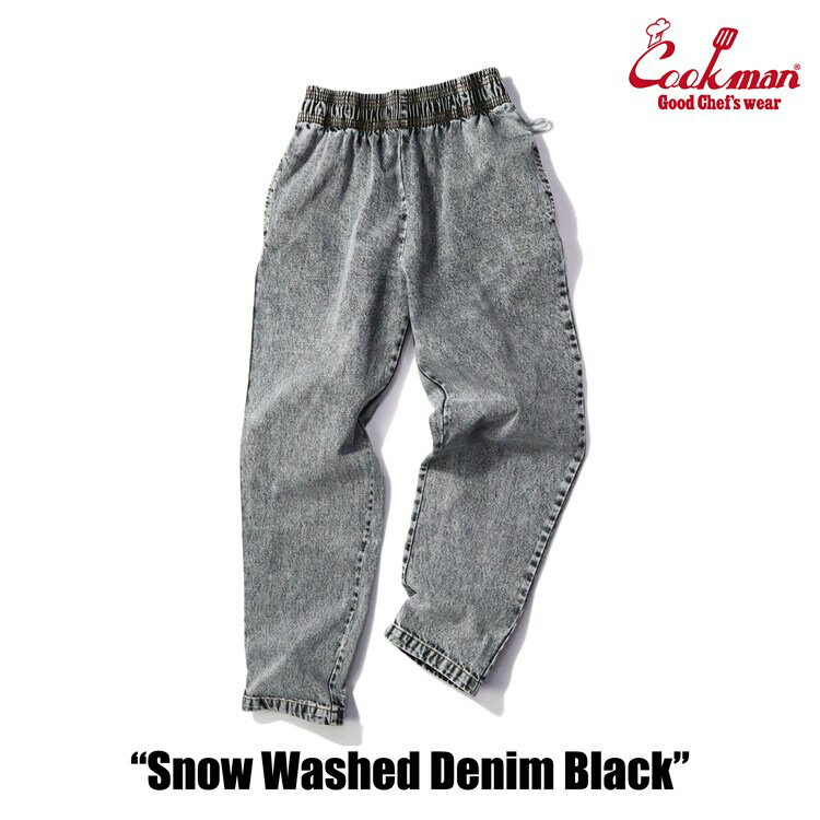 Rakuten - COOKMAN/クックマン　Long Chef Pants シェフパンツ「Snow Washed Denim Black」（ユニセックス）デニム　ブラック