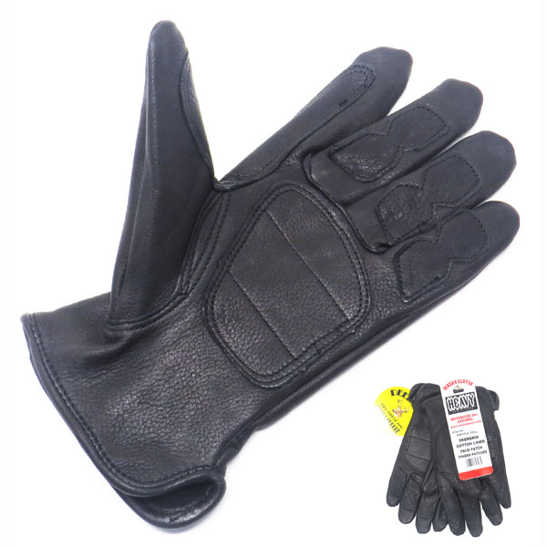 【送料無料】HEAVY ナパグローブ 鹿革パームパッチ(PALM PATCH)【808PPFL】コットンフリースライナー冬用 ブラックNAPA GLOVE　ディアスキン