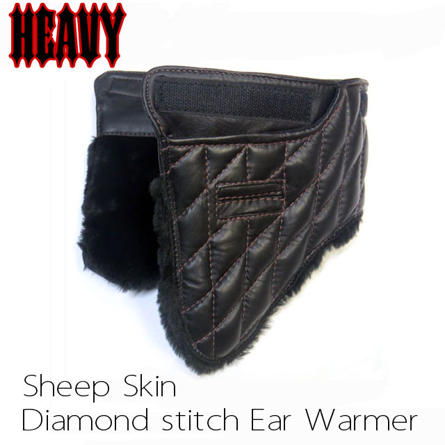 【メール便送料無料】HEAVY シープスキン　ダイヤステッチイヤーウォーマーモトブルーズ　EAR WARMER