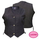 【ALLSTATE LEATHER】レディースブラックデニムベスト・AL2981