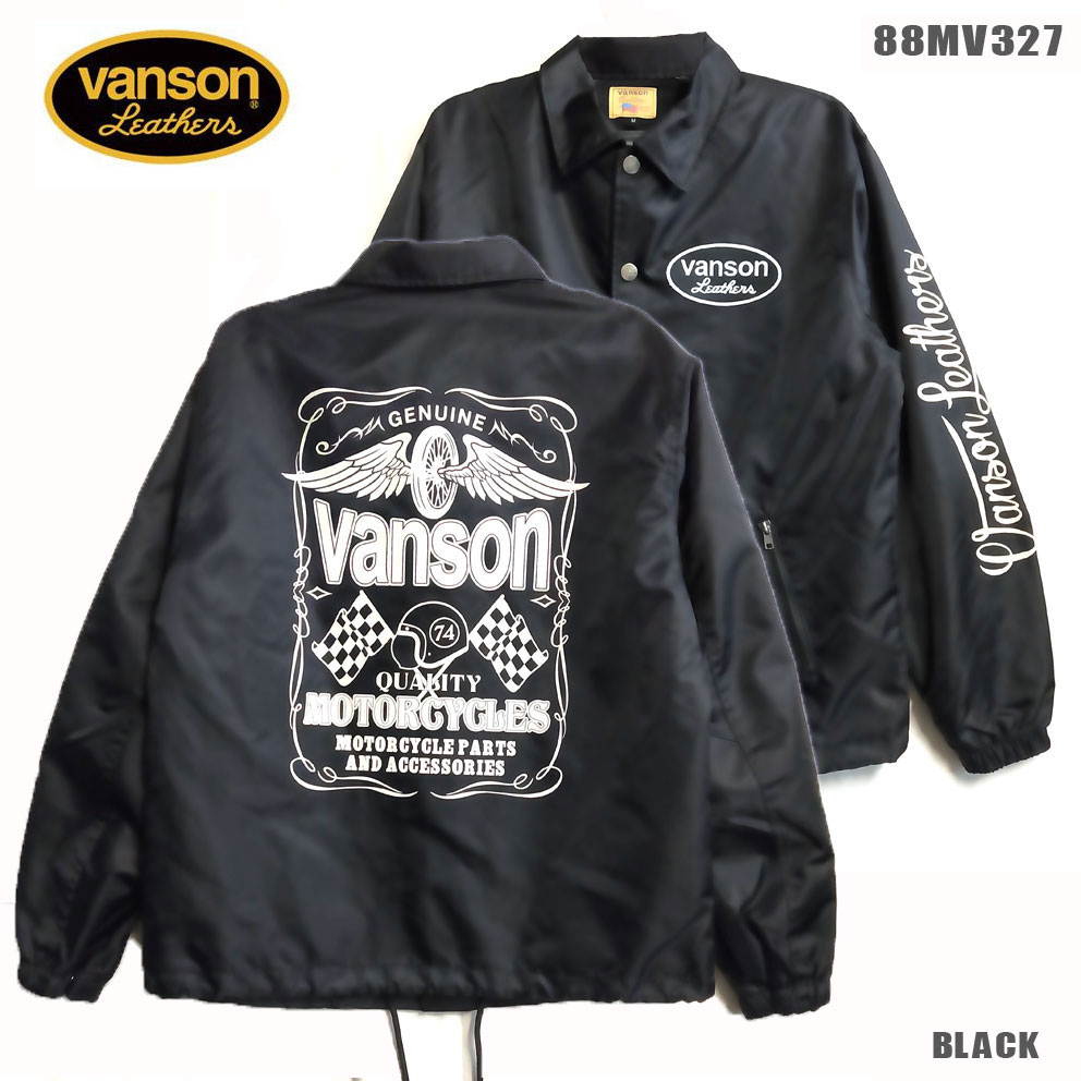 VANSON　バンソン モトブルーズ別注　COACH JACKET コーチジャケット 　ブラック｜5サイズ｜（88MV327）