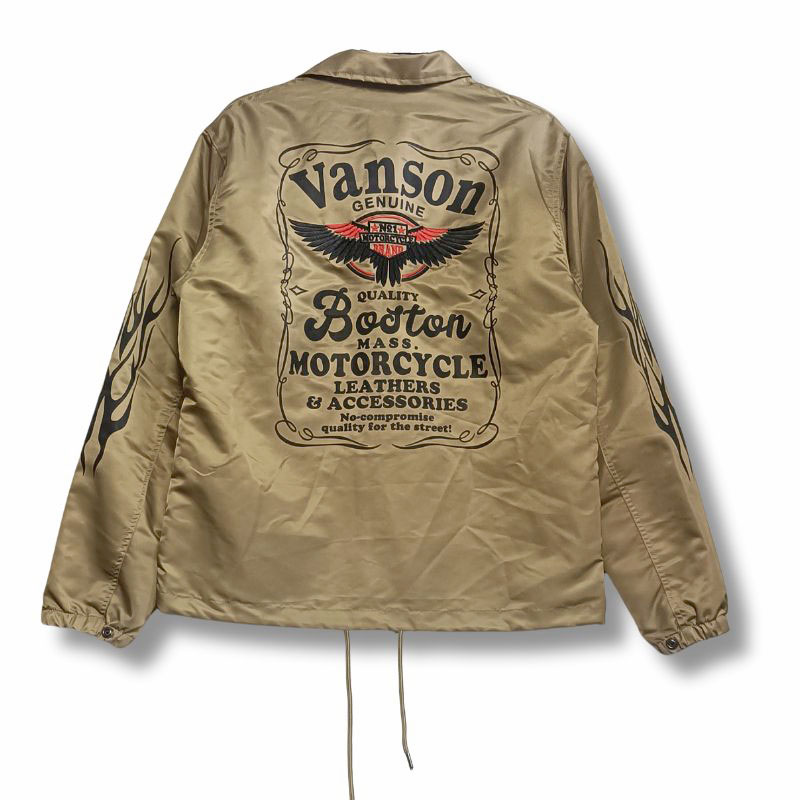 VANSON　バンソン モトブルーズ別注　COACH JACKET コーチジャケット 　カーキ｜S～XXLサイズ｜（88MV328）【MBV】