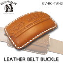 【商品入れ替えの為 10%OFF】GOD VALLEY レザーベルトバックル 牛革 ハンドメイド 手縫いタン ロゴ(GV-BC-TAN2)