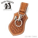 【商品入れ替えの為 10%OFF】GOD VALLEY ループキーホルダー 牛革 ハンドメイド 手縫い タン カービング(GV-RK-TAN3)