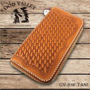 【商品入れ替えの為 10%OFF】GOD VALLEY ロングウォレット 牛革 ハンドメイド 手縫い ラウンドファスナー ラウンドジップ バイカーウォレット 長財布 カービング タン(GV-RW-TAN1)(4)