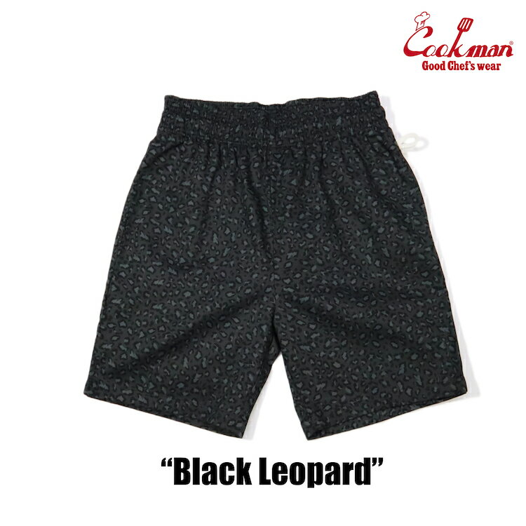 COOKMAN/クックマン　ショートシェフパンツ　 Chef Pants Short Black Leopard（ユニセックス）ブラック　レオパード　豹柄　ショートパンツ　短パン　ハーフパンツ