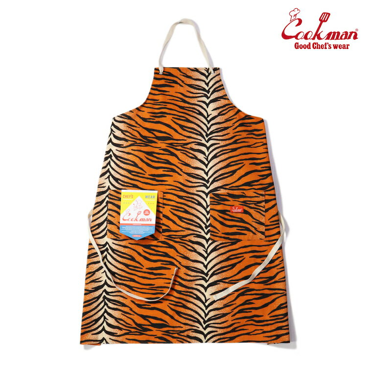 COOKMAN クックマン ロングエプロン Long Apron（ユニセックス）Tiger オレンジ タイガー 虎柄 虎