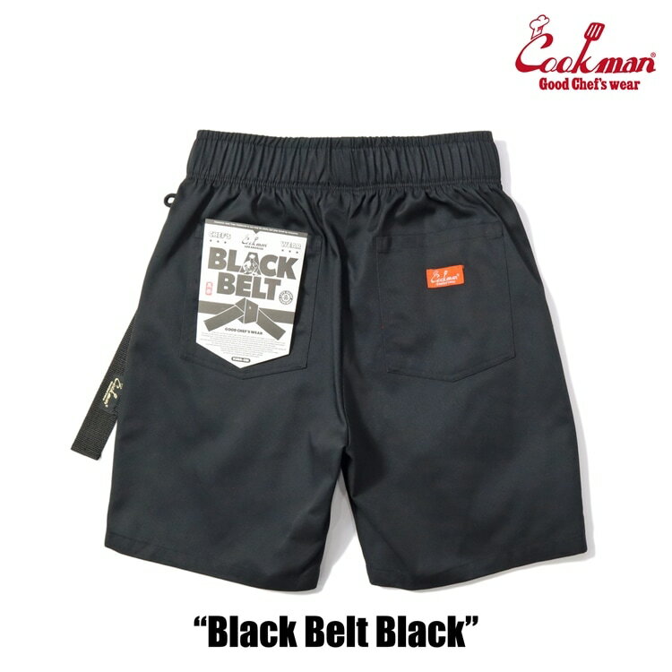 COOKMAN/クックマン　Chef Pants Short シェフパンツ「Black Belt Black」（ユニセックス）ブラックベルト　ブラック　黒　ショートパンツ