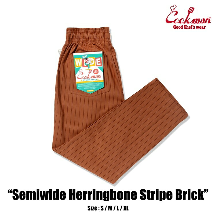 COOKMAN/クックマン　Chef Pants Semiwide シェフパンツ「Herringbone Stripe Brick」（ユニセックス）..