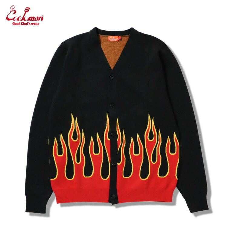 COOKMAN/クックマン　カーディガン　Knitted Cardigan　「Flame Black」 │ ブラック │ フレイム　ニッ..