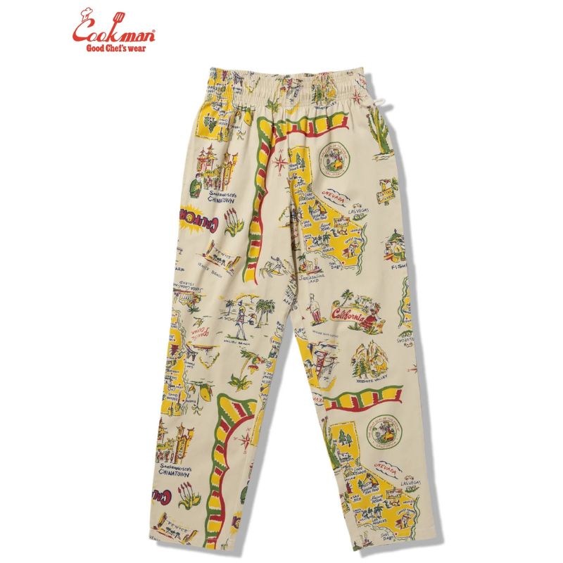 COOKMAN/クックマン Chef Pants シェフパンツ「Souvenir Map California」（ユニセックス）オフホワイト　スーベニア・マップ・カリフォルニア