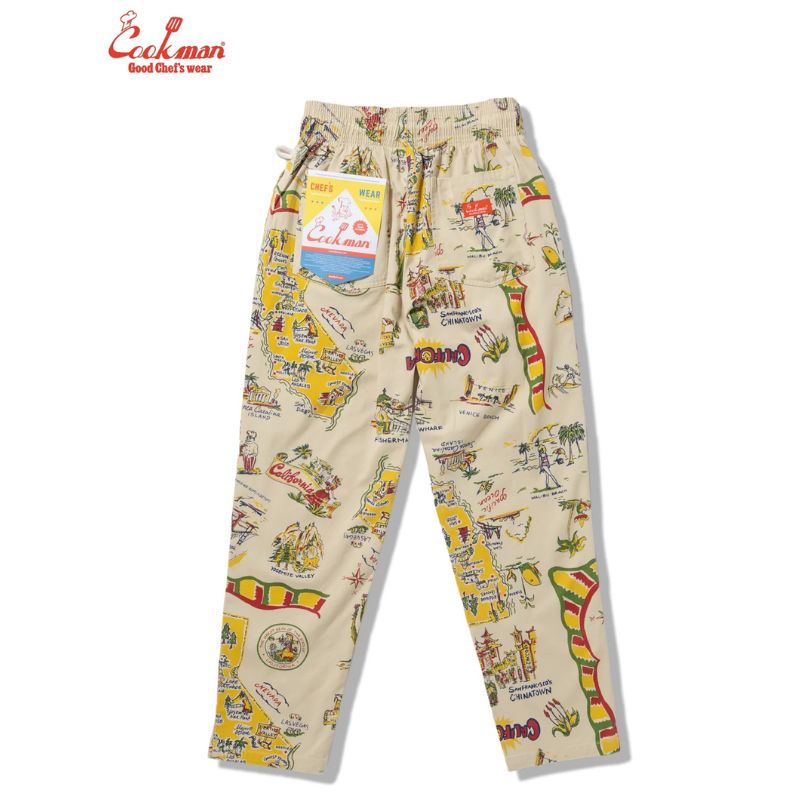 COOKMAN/クックマン Chef Pants シェフパンツ「Souvenir Map California」（ユニセックス）オフホワイト　スーベニア・マップ・カリフォルニア