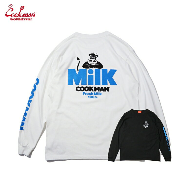 COOKMAN/クックマン　ロングスリーブ Tシャツ Milk 牛乳　2カラー │ ホワイト or ブラック │　ロンT　..