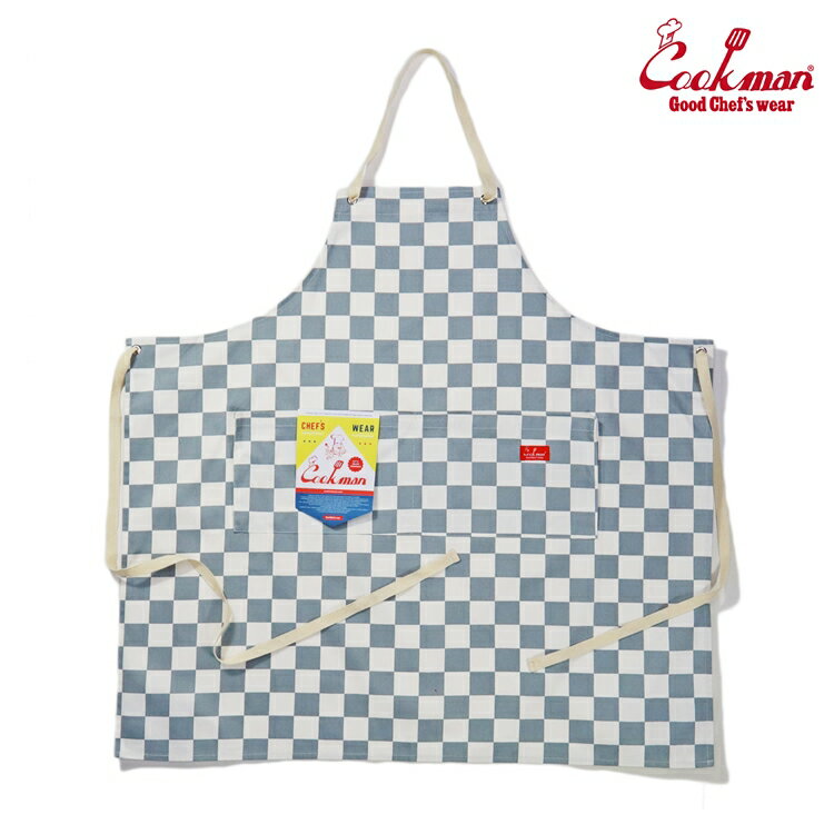 COOKMAN クックマン ワイドポケットエプロン Wide Pocket Apron（ユニセックス）Checker Gray グレー チェッカー