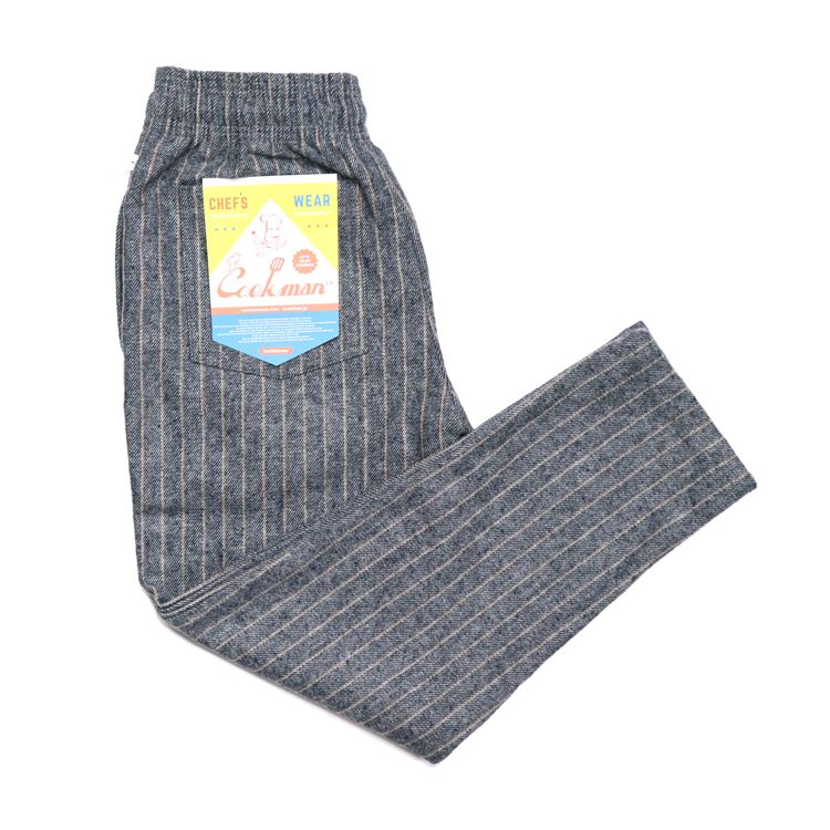 Rakuten - COOKMAN/クックマン　Long Chef Pants シェフパンツ「Wool Mix Stripe Light Gray」（ユニセックス）ウールミックス ストライプ ライトグレー