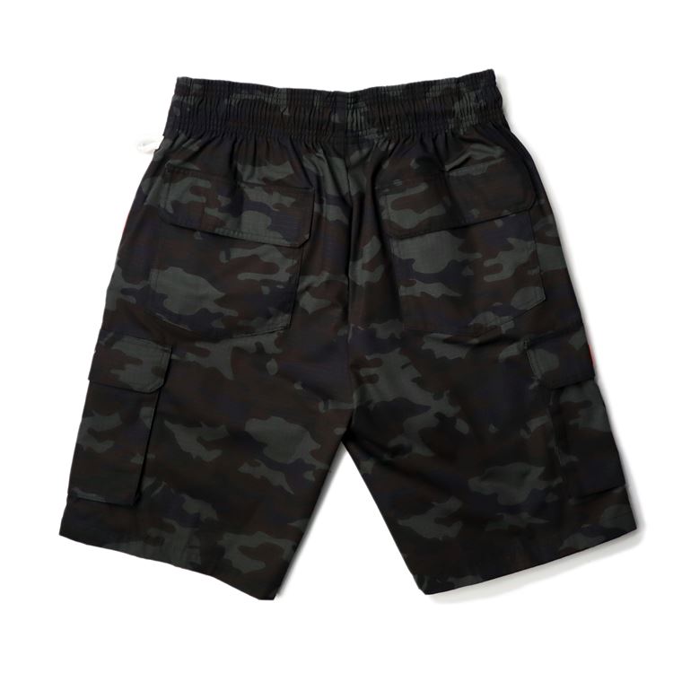 COOKMAN/クックマン　シェフパンツ　ショート カーゴ　Chef Pants Short Cargo Ripstop Camo Black (Woodland) （ユニセックス）カモブラック　迷彩　ウッドランドカモ　ハーフカーゴパンツ　イージーパンツ