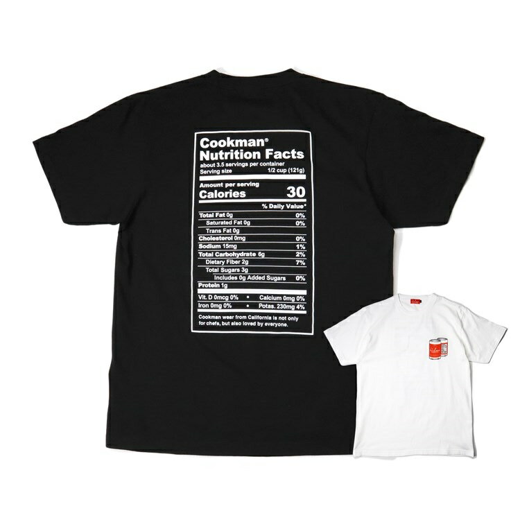 Rakuten - COOKMAN｜クックマン Tシャツ Nutrition Facts（ユニセックス） 半袖　2カラー │ブラック or ホワイト│