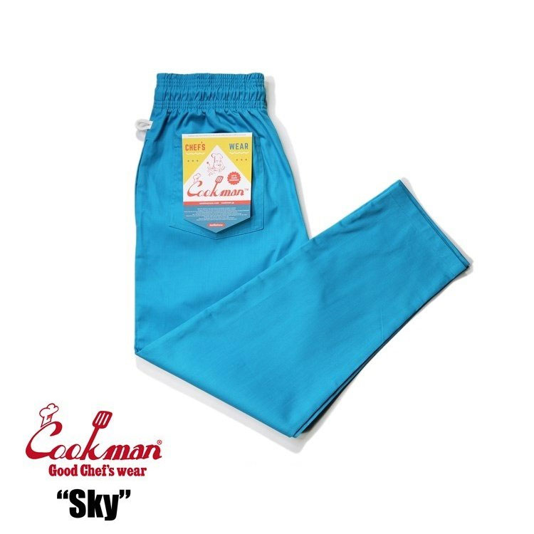 楽天MOTOBLUEZ（モトブルーズ）COOKMAN/クックマン　Long Chef Pants シェフパンツ「Sky」（ユニセックス）スカイ　ブルー【FARMAER'S MARKET COLLECTION】