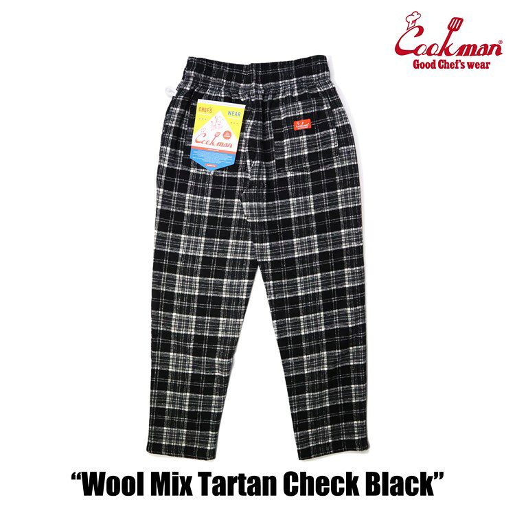COOKMAN/クックマン　シェフパンツ　ウールミックス　Chef Pants Wool Mix Tartan Black（ユニセックス）タータンチェック　ブラック