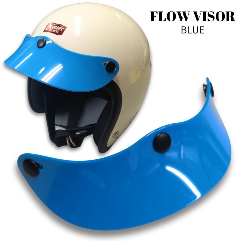 FLOW VISOR ヘルメットバイザー　フローバイザー｜ブルー｜ 3点ボタン