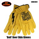 HOT LEATHERS Uni-Sex Gold 'Bolt' Deer Skin Leather Gloves メカニックグローブバイク 鹿革 手袋【GVD2001】