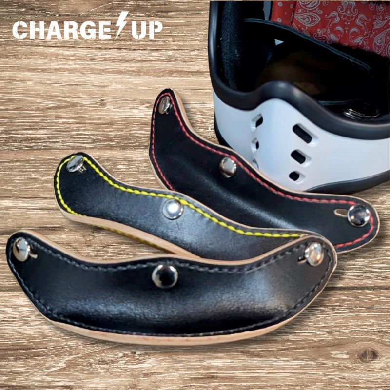 CHARGE UP　オリジナル　極厚ヌメ反りバイザー　チャージアップ　本革バイザー...