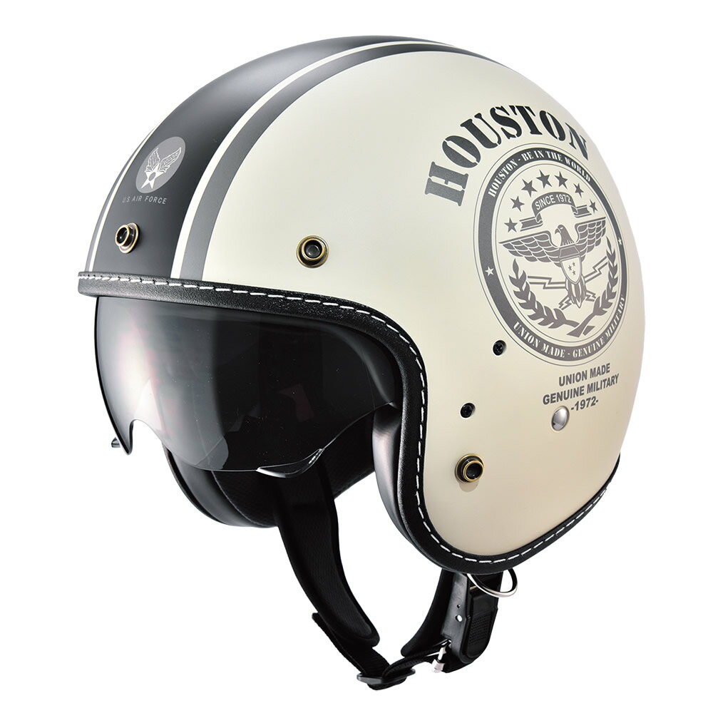 HOUSTON ヒューストン インナーバイザーヘルメット（HTVH-2021）アイボリー／ガンメタ／ブラック フリーサイズ SG規格適合品 内装脱着可能