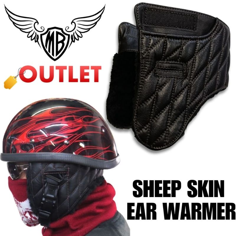 アウトレット！【ゆうパケ無料】MOTOBLUEZ シープスキン　ダイヤステッチイヤーウォーマー　MB-XW01 （..