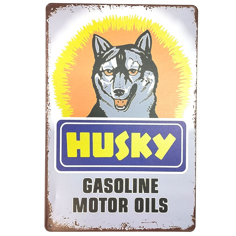 HUSKY GASOLINE MOTOR OILS アメリカン 雑貨 ブリキ看板 メタルサイン ティンサインズ サインプレート tin2-105