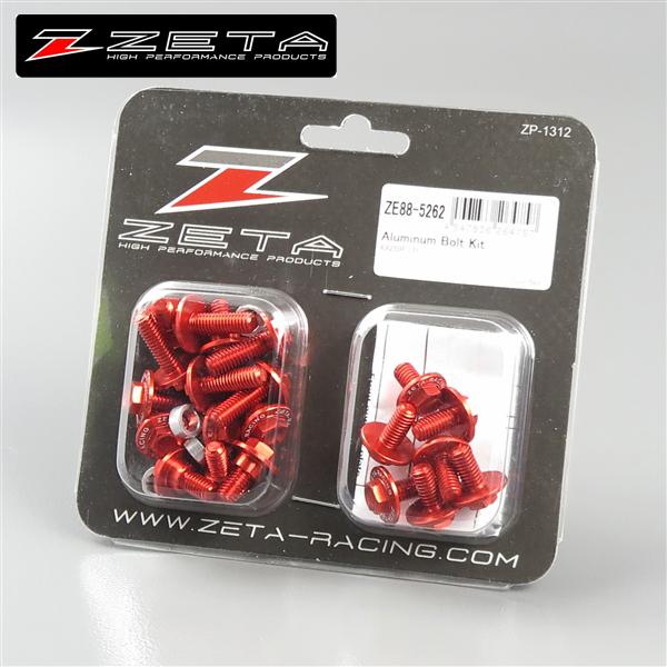 [展示品 未使用品] ◇KX250/'19-'20 KX250F/'17-'18 ZETA 外装アルミボルトキット レッド (ZE88-5262)検索/カウルボルト [中古]