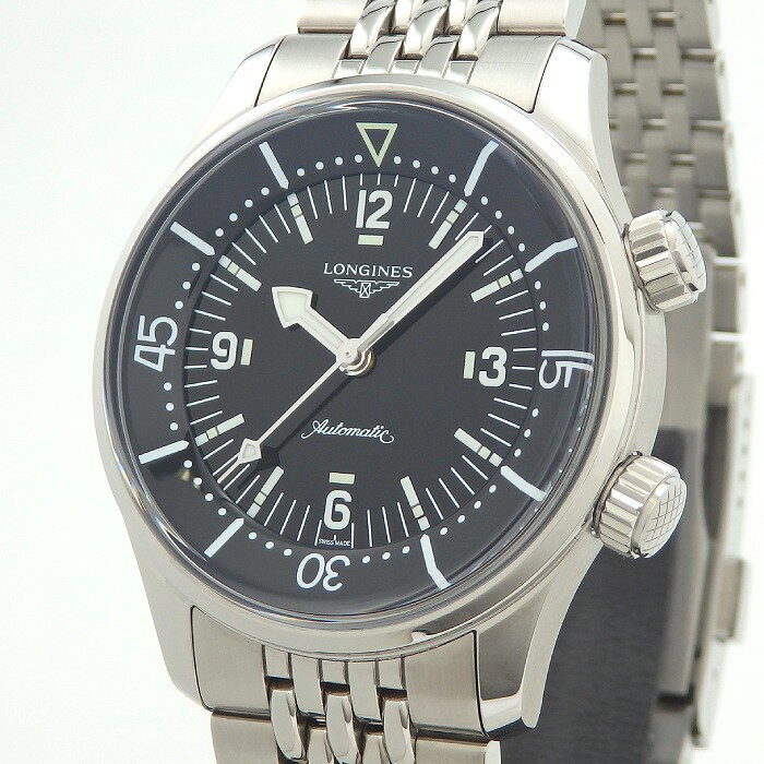 ロンジン LONGINES L37644506 レジェンドダイバー 復刻モデル 300m防水 ブラック ステンレススティール 自動巻き メンズ 腕時計【中古】
