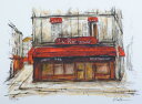 【作家名】中野克彦 【作品名】La rotonde パリ 絵画 風景画 フランス 版画 ジークレー 額付き 国内送料無料