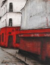 【作家名】中野克彦 【作品名】赤いBAR パリ 風景画 絵画 油絵 油彩画 フランス 額付き インテリア 全国送料無料