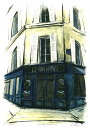【作家名】中野克彦【作品名】サン・ジョルジュ通りのカフェ パリ 風景画 絵画 フランス ル・ボン・ジュルジュ ジークレー 版画 額付き 国内送料無料