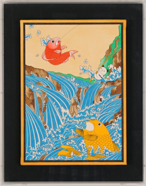 あごぱん 吹割の滝 現代アート 絵画 ポップアート アクリル画 群馬県 プレゼント コレクション 新築祝い 開店祝い アクリルボックスの額付き 国内送料無料 ■