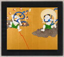 あごぱん パンダ風神雷神図 現代アート 絵画 ポップアート パンダ インテリア アクリル画 一点物 プレゼント コレクション 新築祝い 開店祝い 新品額付き 国...