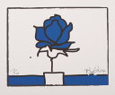 【作家名】ブルー・ストーン【作品名】POP薔薇2・ブルー 薔薇 絵画 花 ポップアート 版画 ジークレー 額付き 国内送料無料